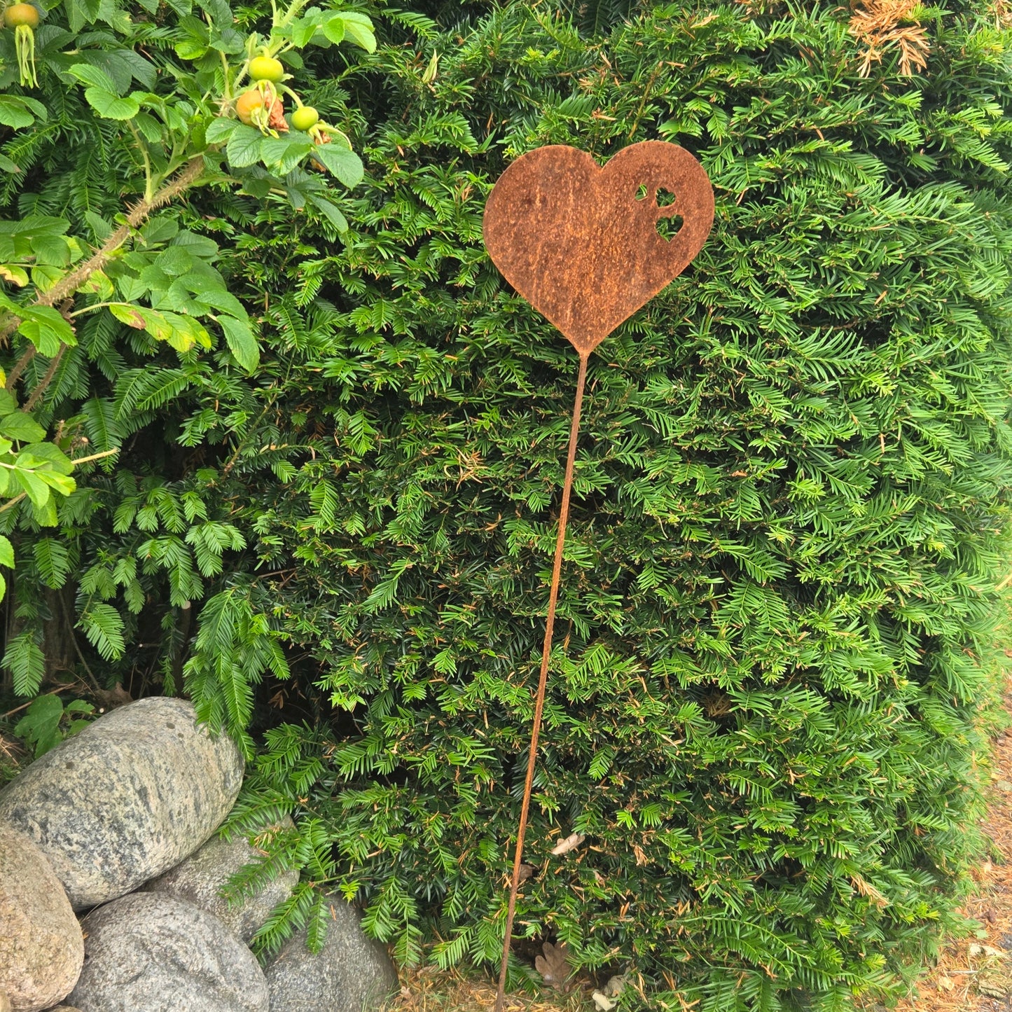 Gartenstecker Herz mit Herzen