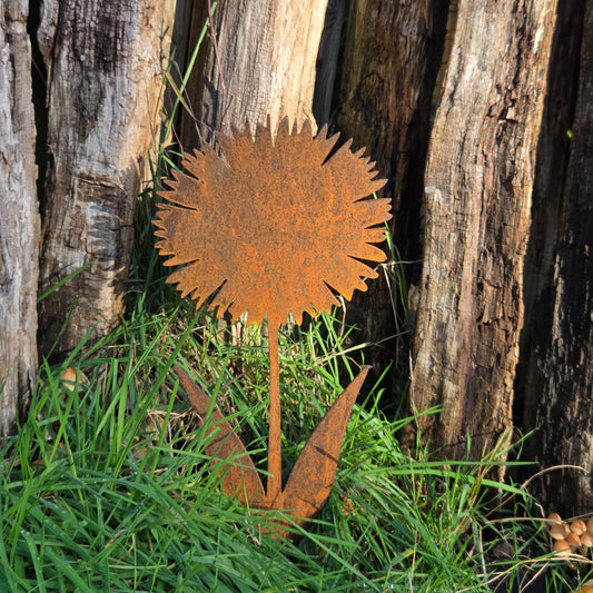 Edelrost Gartenstecker „Blume mit großer Blüte“