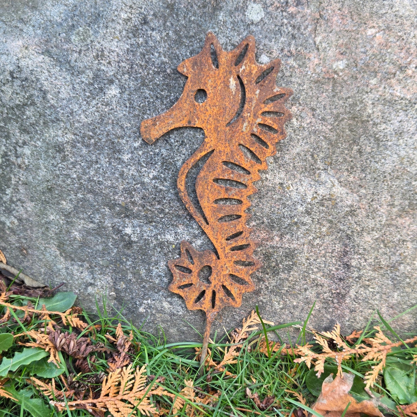Edelrost Gartenstecker „Seepferdchen“