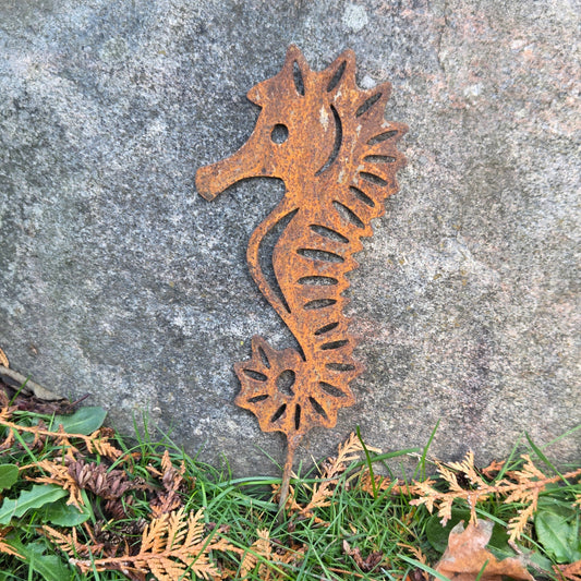 Edelrost Gartenstecker „Seepferdchen“