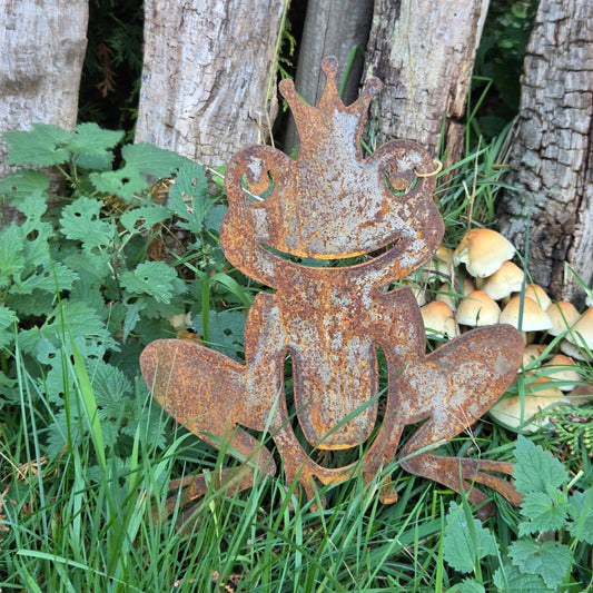 Edelrost Gartenstecker „Froschkönig“