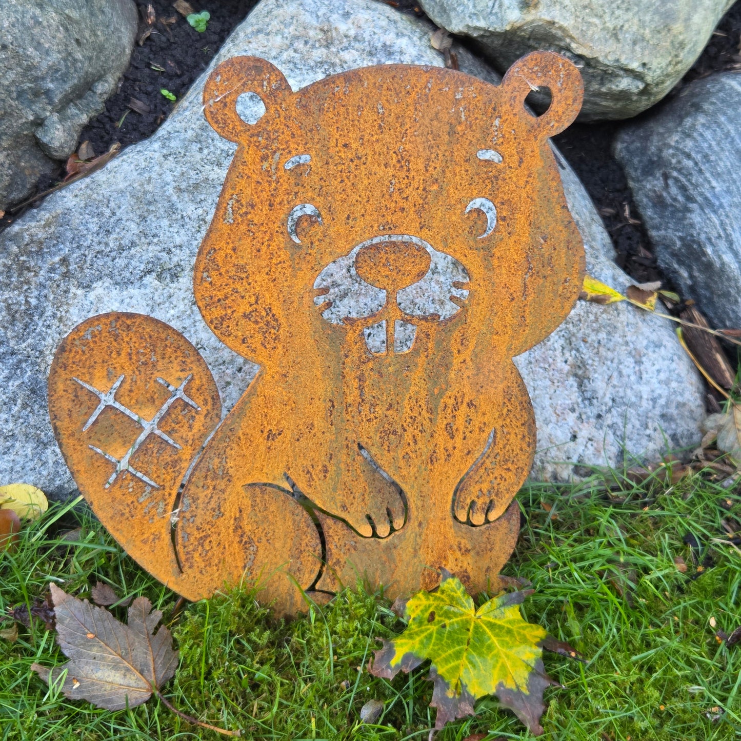 Edelrost Gartenstecker „Biber“