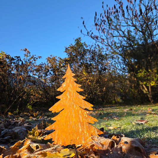 Edelrost-Gartenfigur Tanne 18 × 13 cm