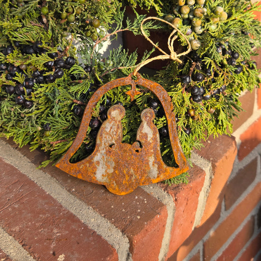 Edelrost-Anhänger Krippe