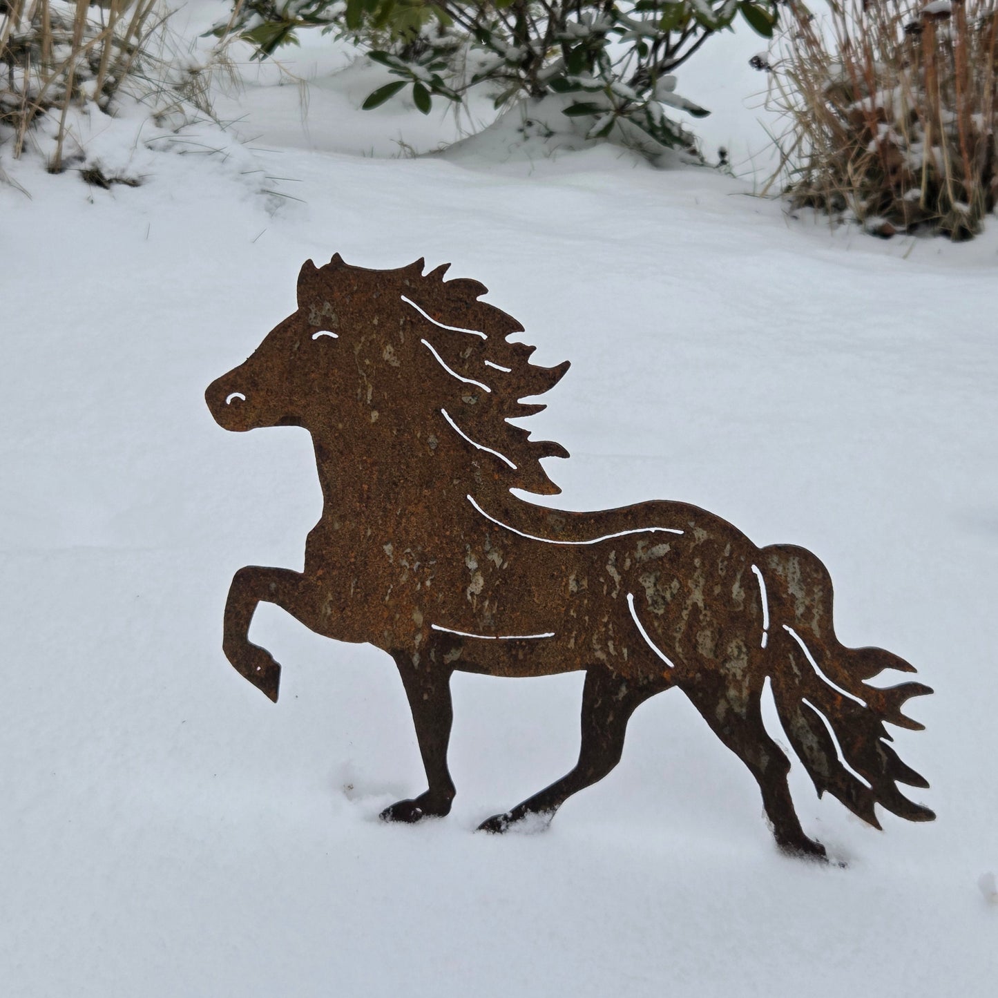 Edelrost Islandpferd – Gartendeko aus Metall – 30 cm